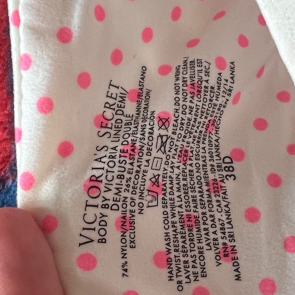 Victoria's Secret Body by Victoria Lined Demi Polka Dot Bra Women's Size 38D - Picture 4 of 4